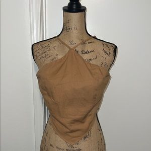 Forever 21 Tan Cropped Halter Top